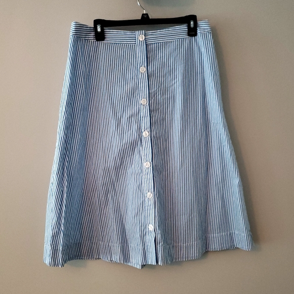 Blue and white striped midi skirt - Picture 1 of 4